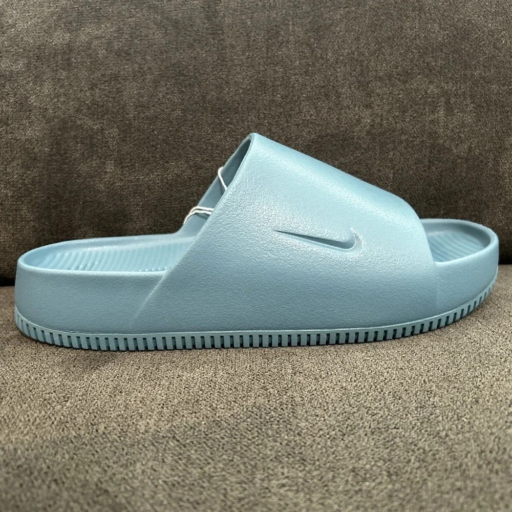 Nike Calm Slide Mens 10 Smokey Blue Minimalist Sporty Sandal Slip On FD4116-005